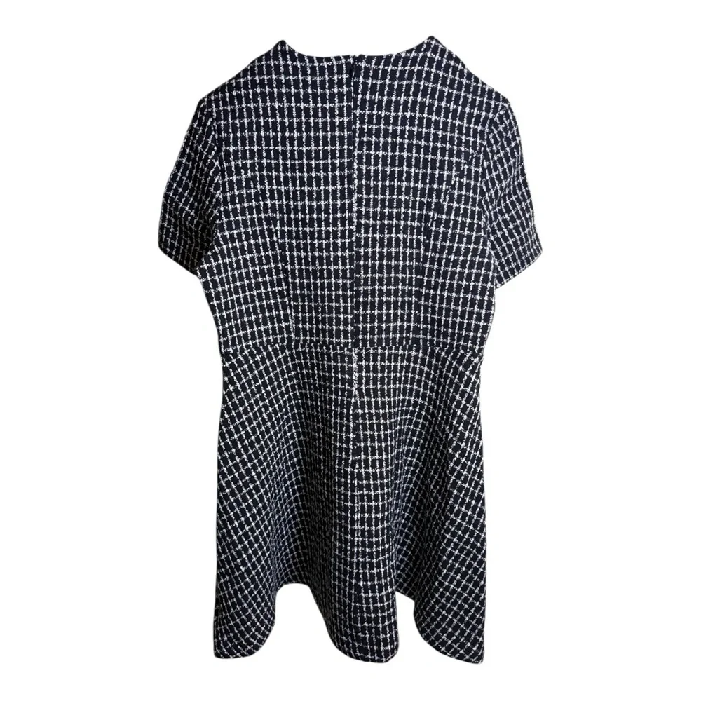 Allegra K Black White Tweed Shift Dress Size Small Classic Preppy